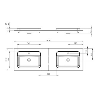BRAHEA dvojumyvadlo 161x51,5cm (70+20+70cm), bílá mat BL161-70