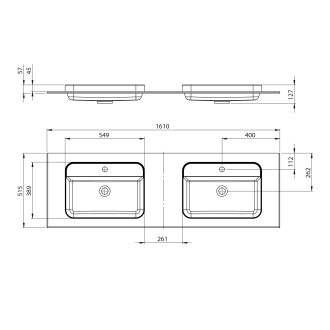 BRAHEA dvojumyvadlo 161x51,5cm (80+80cm), bílá mat BL161-80