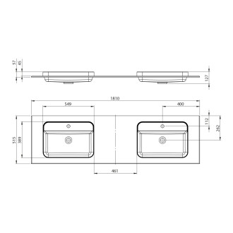 BRAHEA dvojumyvadlo 181x51,5cm (80+20+80cm), bílá mat BL181-80