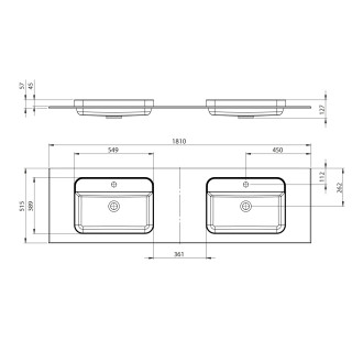BRAHEA dvojumyvadlo 181x51,5cm (90+90cm), bílá mat BL181-90