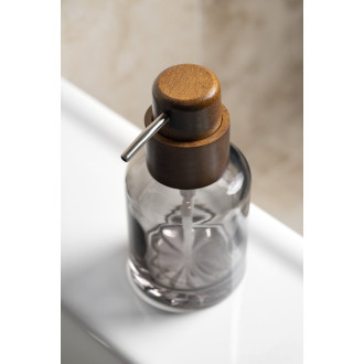 FIGO dávkovač mýdla na postavení 300ml, kouřové sklo/dřevo 8387