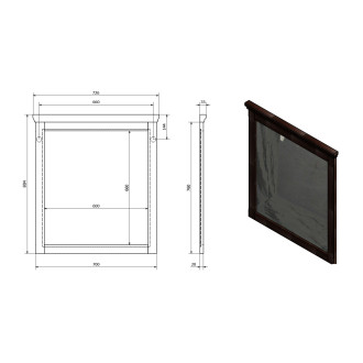 CROSS zrcadlo v dřevěném rámu 70x80cm, buk