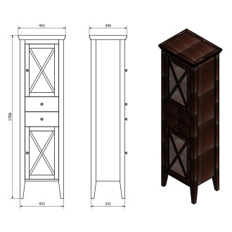 CROSS skříňka vysoká 49x170x39cm, pravá, buk CR313 58719