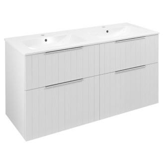 CIRASA umyvadlová skříňka s dvojumyvadlem 121x66x46cm, bílá mat strip CR121-3131S-21
