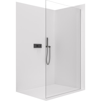 CERANO Sprchová zástěna Walk-in Crystal L/P černá mat, transparent sklo 110x200