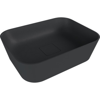 BANERA SQUARE umyvadlo na desku, litý mramor, 50x36cm, antracit mat