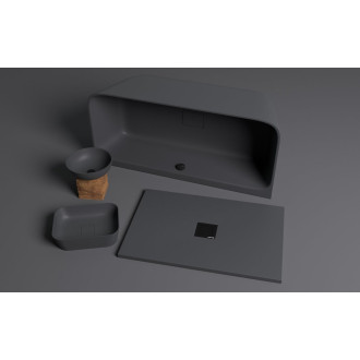 BANERA SQUARE umyvadlo na desku, litý mramor, 50x36cm, antracit mat