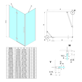 TRINITY CHROME čtvercový sprchový kout 1000x1000mm, čiré sklo, pravé GT5610-10CR-CH