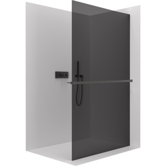 CERANO Sprchová zástěna Walk-in Crystal L/P držák černá mat, grafitové sklo 150x200