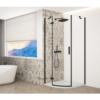 TRINITY BLACK čtvrtkruhový sprchový kout 900x900mm, čiré sklo, levé GT6590CL-B