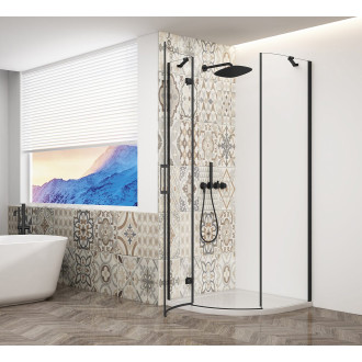 TRINITY BLACK čtvrtkruhový sprchový kout 900x900mm, čiré sklo, levé GT6590CL-B