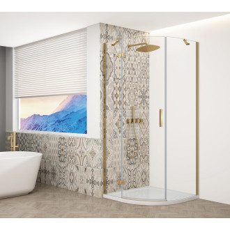 TRINITY GOLD MATT čtvrtkruhový sprchový kout 900x900mm, čiré sklo, levé GT6590CL-G