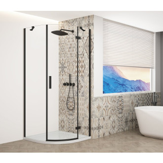 TRINITY BLACK čtvrtkruhový sprchový kout 900x900mm, čiré sklo, pravé GT6590CR-B