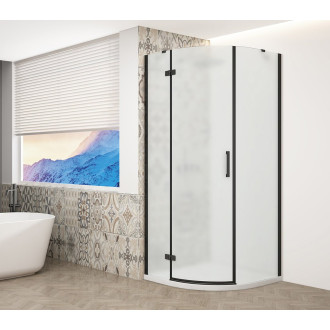 TRINITY BLACK čtvrtkruhový sprchový kout 900x900mm, matné sklo, levé GT6590ML-B