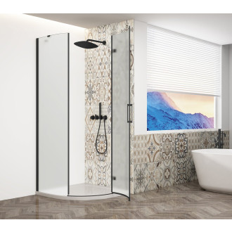 TRINITY BLACK čtvrtkruhový sprchový kout 900x900mm, matné sklo, pravé GT6590MR-B