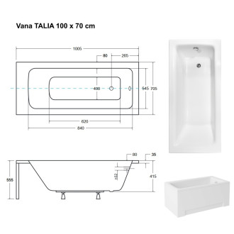 BESCO vana TALIA 100 (1000x700 mm), bez nožiček VANTAL10