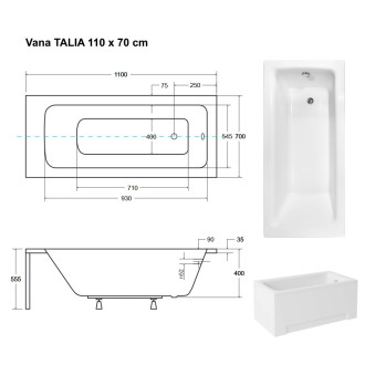 BESCO vana TALIA 110 (1100x700 mm), bez nožiček VANTAL11