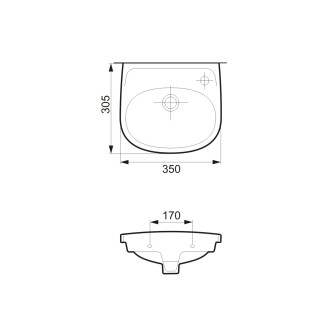 Cersanit Umyvadlo EKO 35 s otvorem pravé K07-002-P