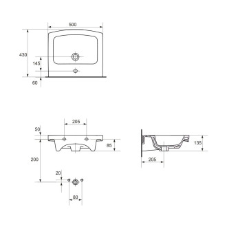 Cersanit Easy umyvadlo 50 1 otvor box K102-012