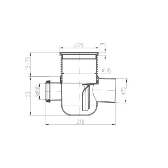 Podlahová vpusť boční D50/75 MULTI, nerez rámeček, mřížka STEEL S 801