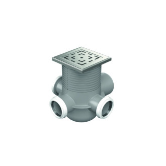 Podlahová vpusť boční D50/75 MULTI, nerez rámeček, mřížka STEEL S 801