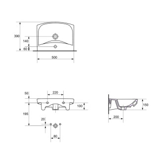 Cersanit Carina umyvadlo 50 s otvorem K31-004