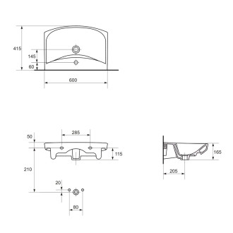 Cersanit Carina umyvadlo 60 s otvorem K31-006