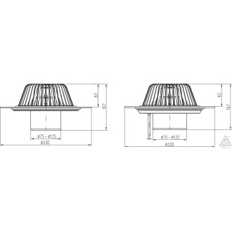Gravitační střešní vpusť VORTEX D125 s topným kabelem 10W SVG 006