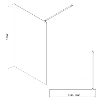 Cersanit Mille sprch. kout Walk-In chrom 120x200 čiré sklo S161-002