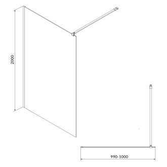 Cersanit Mille sprch. kout Walk-In chrom 100x200 čiré sklo S161-001
