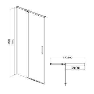 Cersanit Moduo sprchové dveře 90x195 levé čiré sklo S162-005