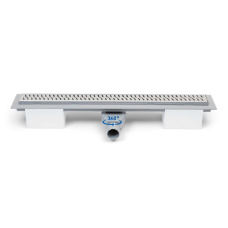 Lineární plastový žlab 750 mm, square lesk s odtokem D 50 a otočným sifonem CH PA 750 S