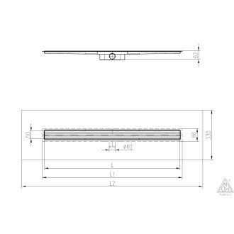 Lineární nerezový žlab AQUARIUS 700 mm s bočním odtokem D40 bez izolace CH N 7002