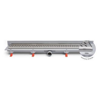 Podlahový linear. žlab ke stěně 850 mm,boční D40,floor mat s nerez. rámečkem CH 850 KN 3