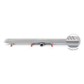 Podlahový linear. žlab 750 mm,boční D50,klasik/floor mat,nerez rámeček CH 750/50 KN 1