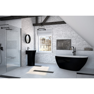 BESCO vana volně stojící GOYA 1420x620 mm, černá / bílá barva, litý mramor VANSAL14BW