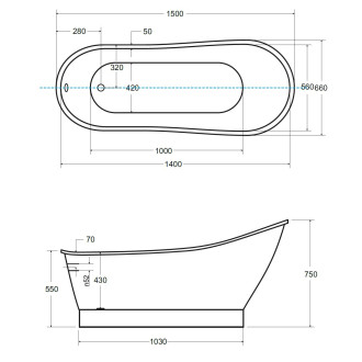 Volně stojící vana GLORIA Glam - grafit