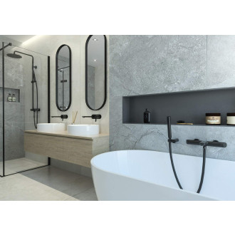 Deante ROUND Kulatý mosazný nástěnný držák pro ruční sprchu, nero ANR_N21U