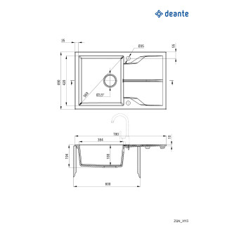 DEANTE ANDANTE ZQN_N113 Jednodřez s odkapem 780X490X194, granit černá