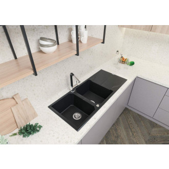 DEANTE ANDANTE ZQN_N213 Dvojdřez s odkapem 1160x500x224, granit černá