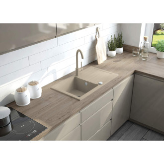 DEANTE ZORBA ZQZV7113 Jednodřez s odkapem 760x440x150, granit písek + baterie Nemezja