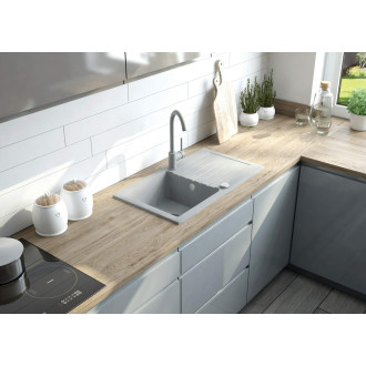 Deante SET ZQZAS11A Jednodřez s odkapem + baterie, metalická šedá