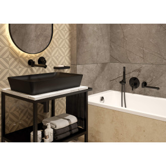 Deante Cascada Kulaté úhlové připojení s držákem, černá NAC_N57K