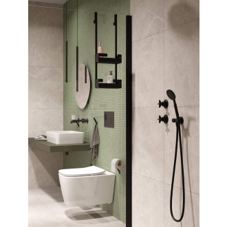 Deante Cascada Kulaté úhlové připojení s držákem, černá NAC_N57K