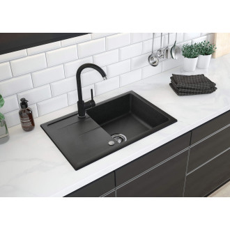 Deante LEDA Granitový dřez, grafit + dřezová baterie, chrom ZRDP2113