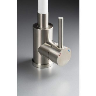 Deante LUNO dřezová baterie s flexibilním ramínkem, ocel-bílá BOC_W720