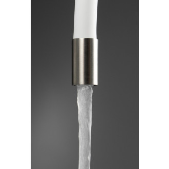 Deante LUNO dřezová baterie s flexibilním ramínkem, ocel-bílá BOC_W720