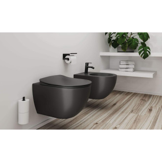 Deante PEONIA CDEDDZPW Závěsné WC rimless včetně sedátka, antracit