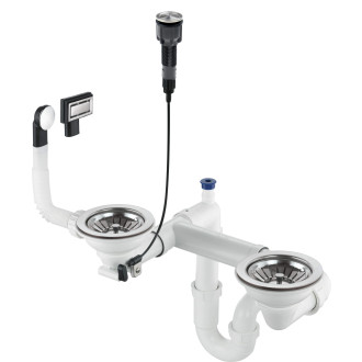 Deante Space Saver Dřezový sifon, pro 1,5 a 2 miska, ocel ZXY_9983