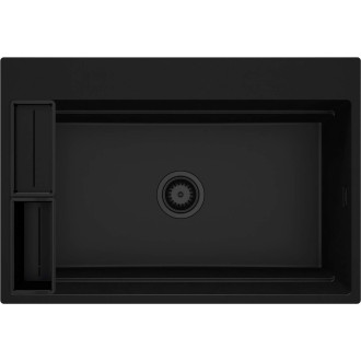 Deante Momi jedno-komorový granitový dřez 760x520x220, 3,5"", černý ZRM_N10B